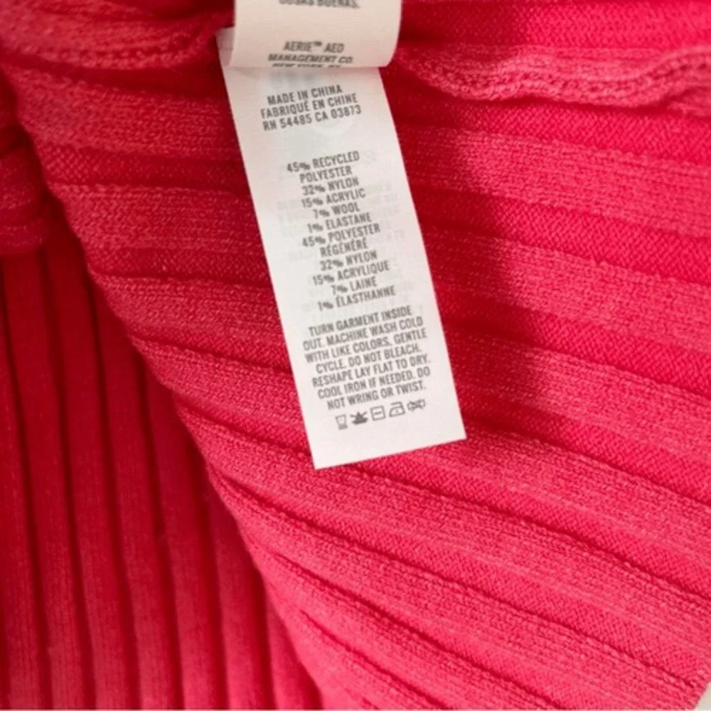 Aerie Pink Punch Take Charge Pull On Ribbed Unlined Wool Sweater Skirt Small NWT